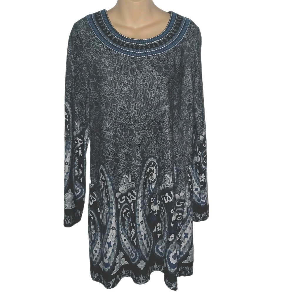 Vintage Grunge White Mark Women Large Embroidered Paisley Soft Whimsigoth Dress